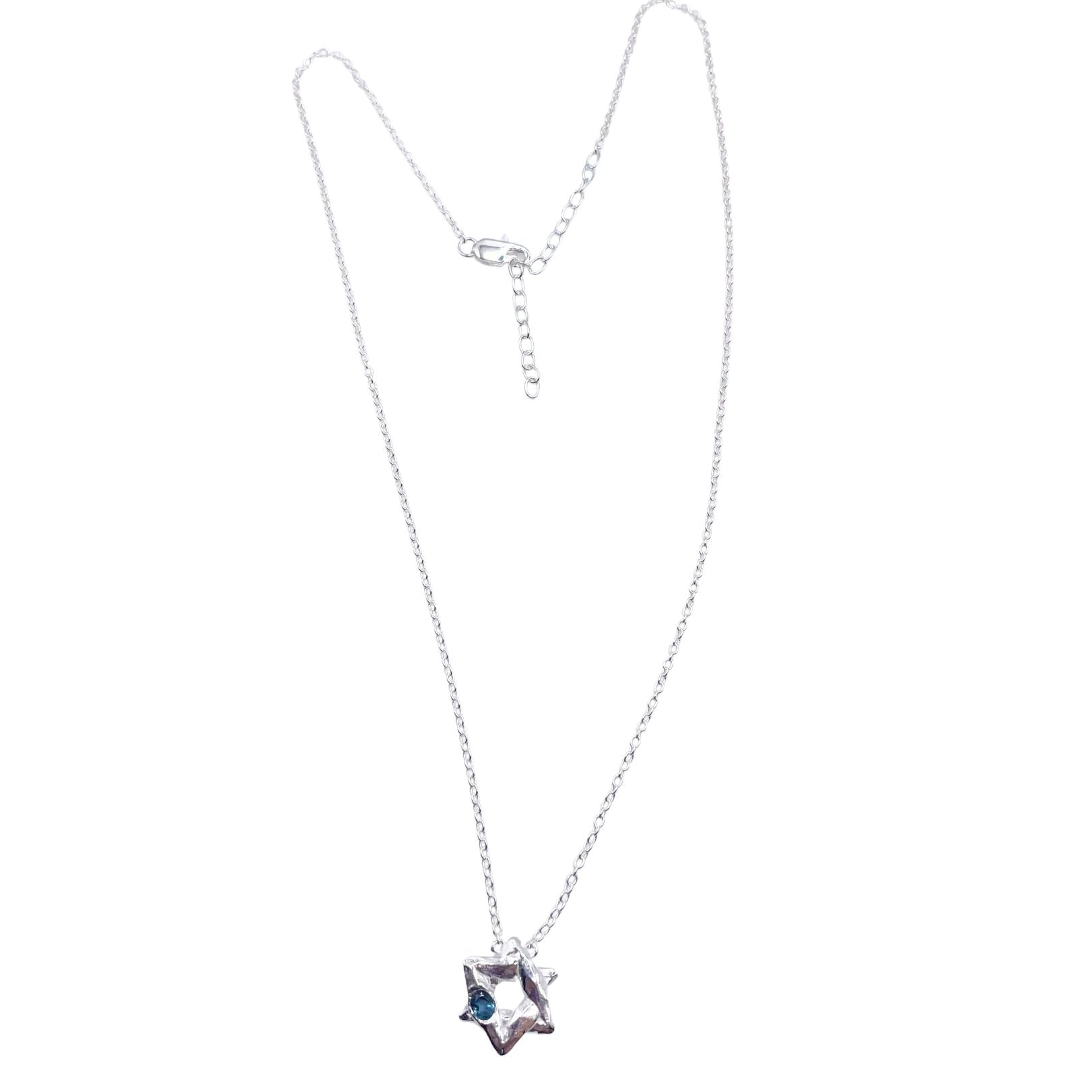 Silver blue topaz Star of David necklace by Amy Delson