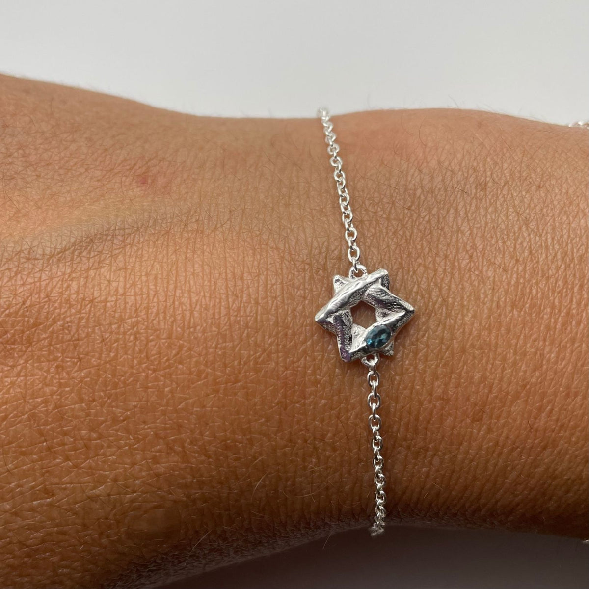 Davida - London Blue Topaz Sterling Silver Star of David Bracelet