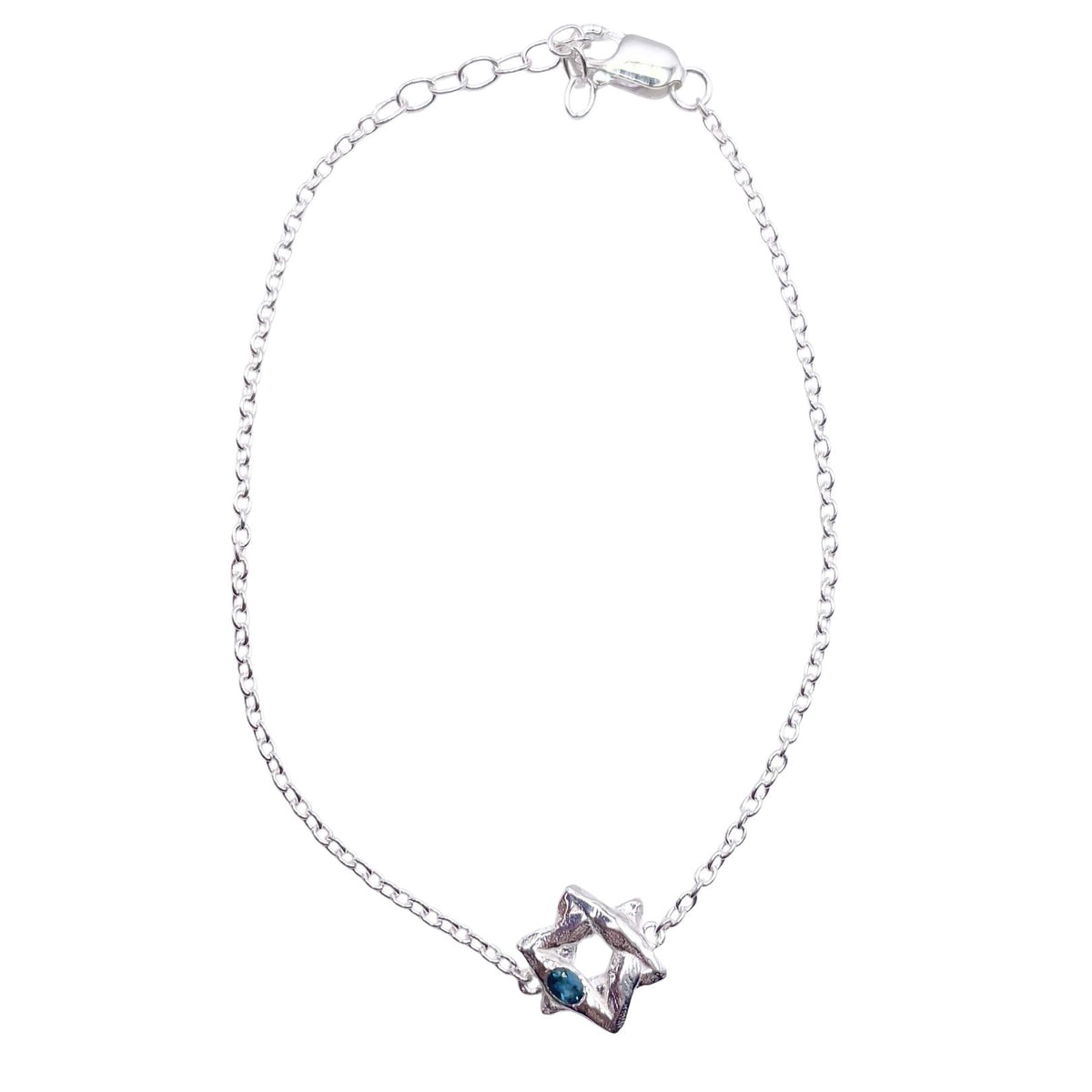 Silver blue topaz Star of David bracelet by Amy Delson
