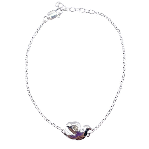 Silver white topaz dove bracelet by Amy Delson