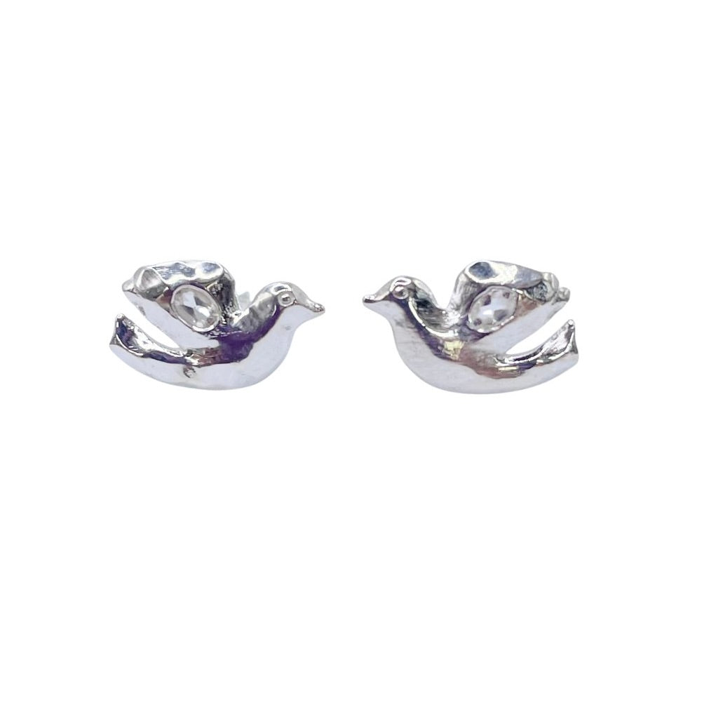 Silver white topaz dove stud earrings by Amy Delson