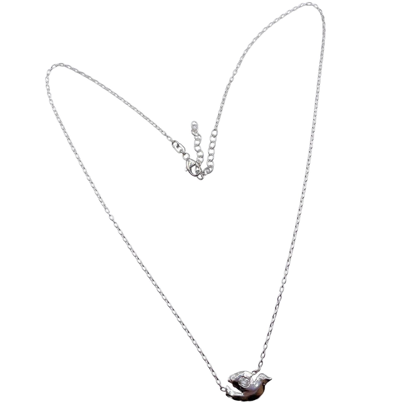 Sterling Silver Dove necklace with White Topaz by Amy Delson