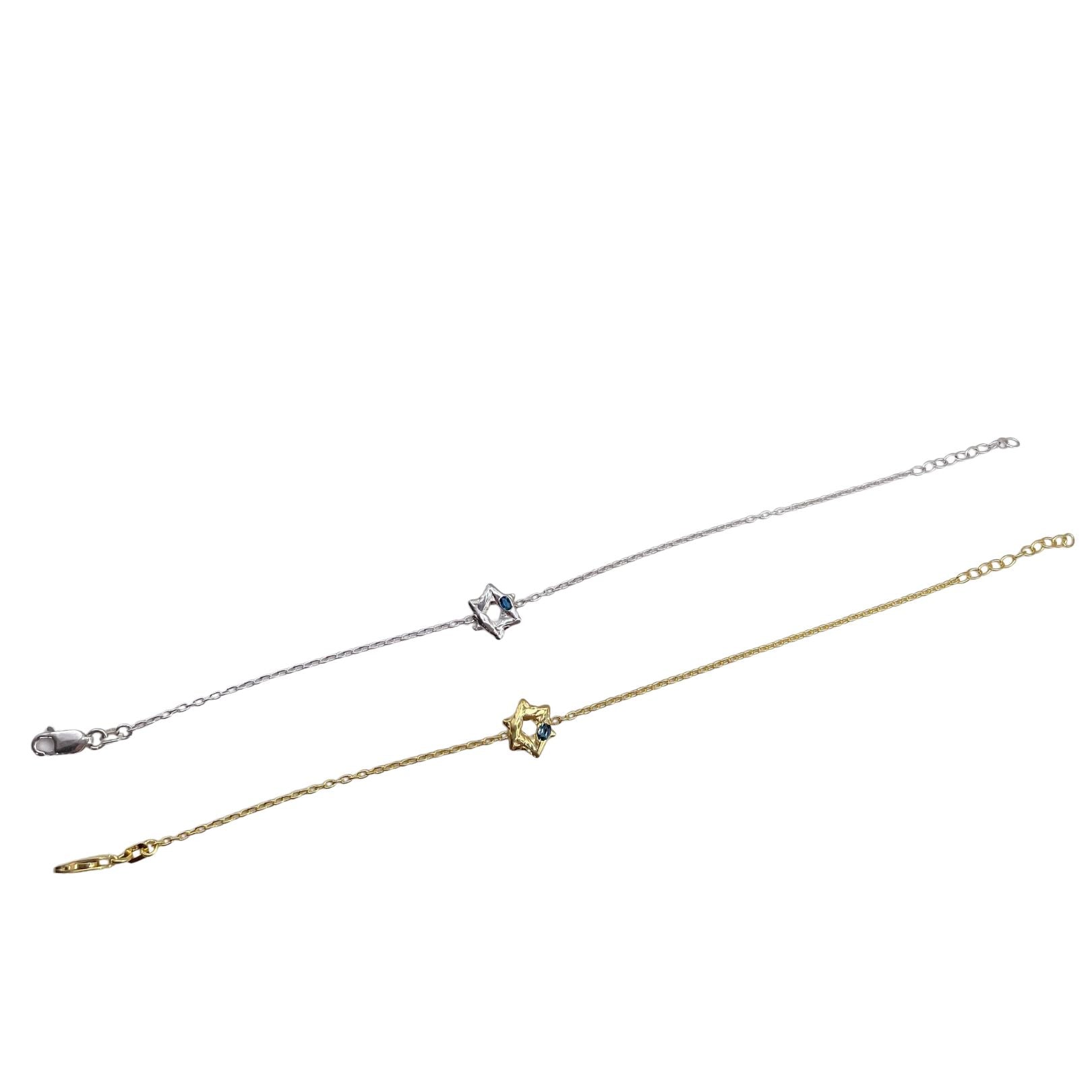 Sterling Silver and Gold Vermeil Star of David Bracelets with London Blue Topaz by Amy Delson