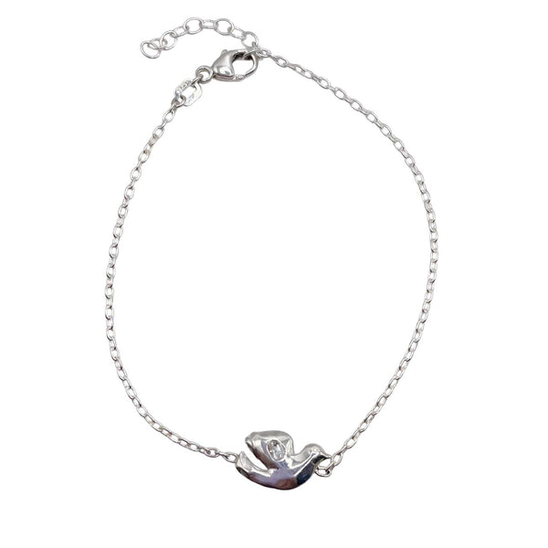 Sterling Silver with white topaz dove bracelet by Amy Delson