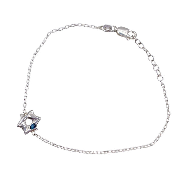 Sterling silver Star of David bracelet with London blue topaz by Amy Delson