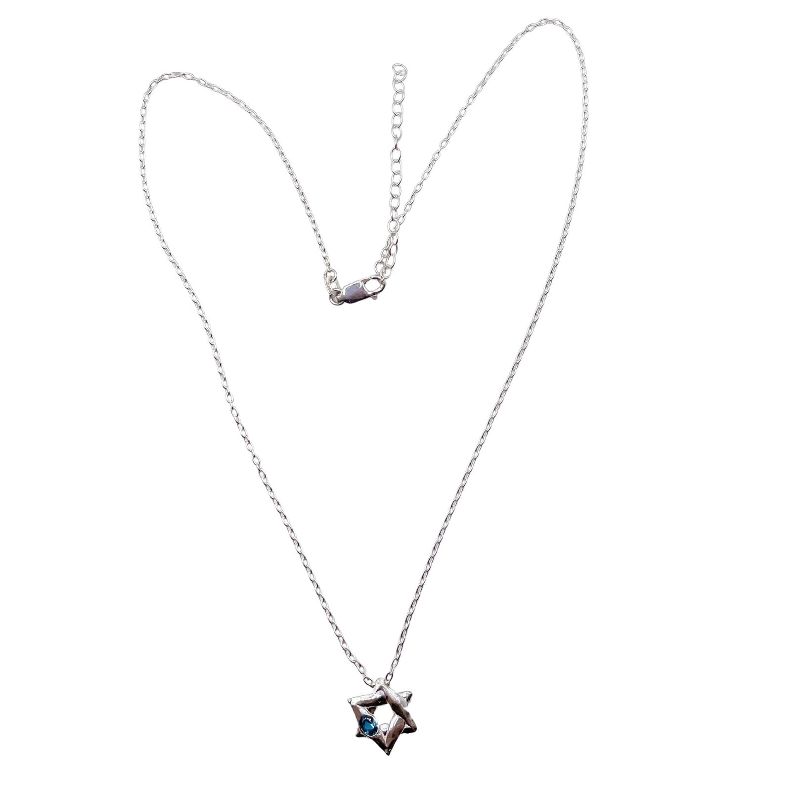 Sterling silver star of David necklace with London Blue Topaz by Amy Delson