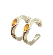 Orange Citrine Silver Hoops by Amy Delson