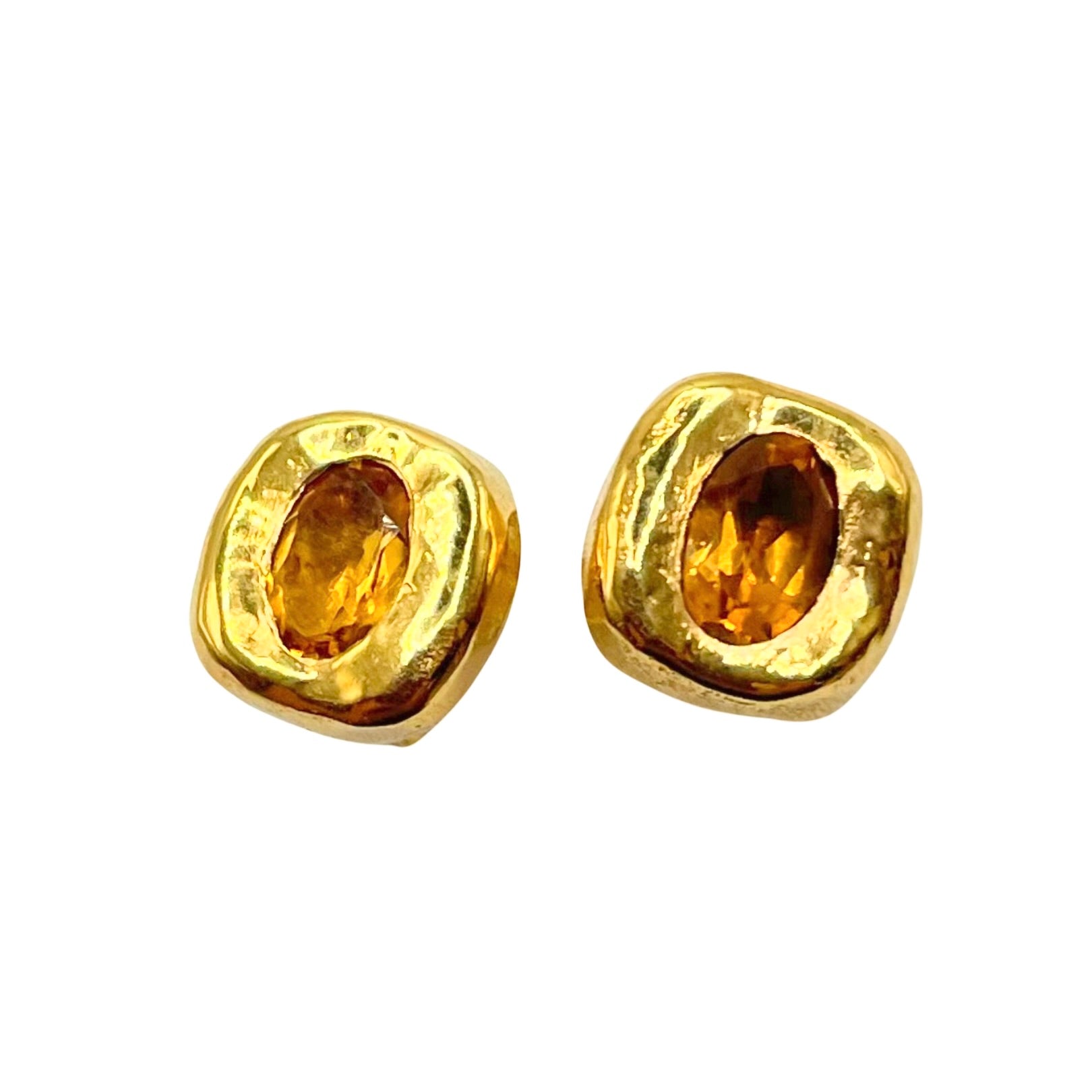 Orange Citrine Gold Stud Earrings by Amy Delson