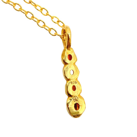 Back of Four stone garnet citrine gold pendant by Amy Delson