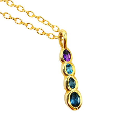 Amethyst Blue Topaz Gold Pendant by Amy Delson