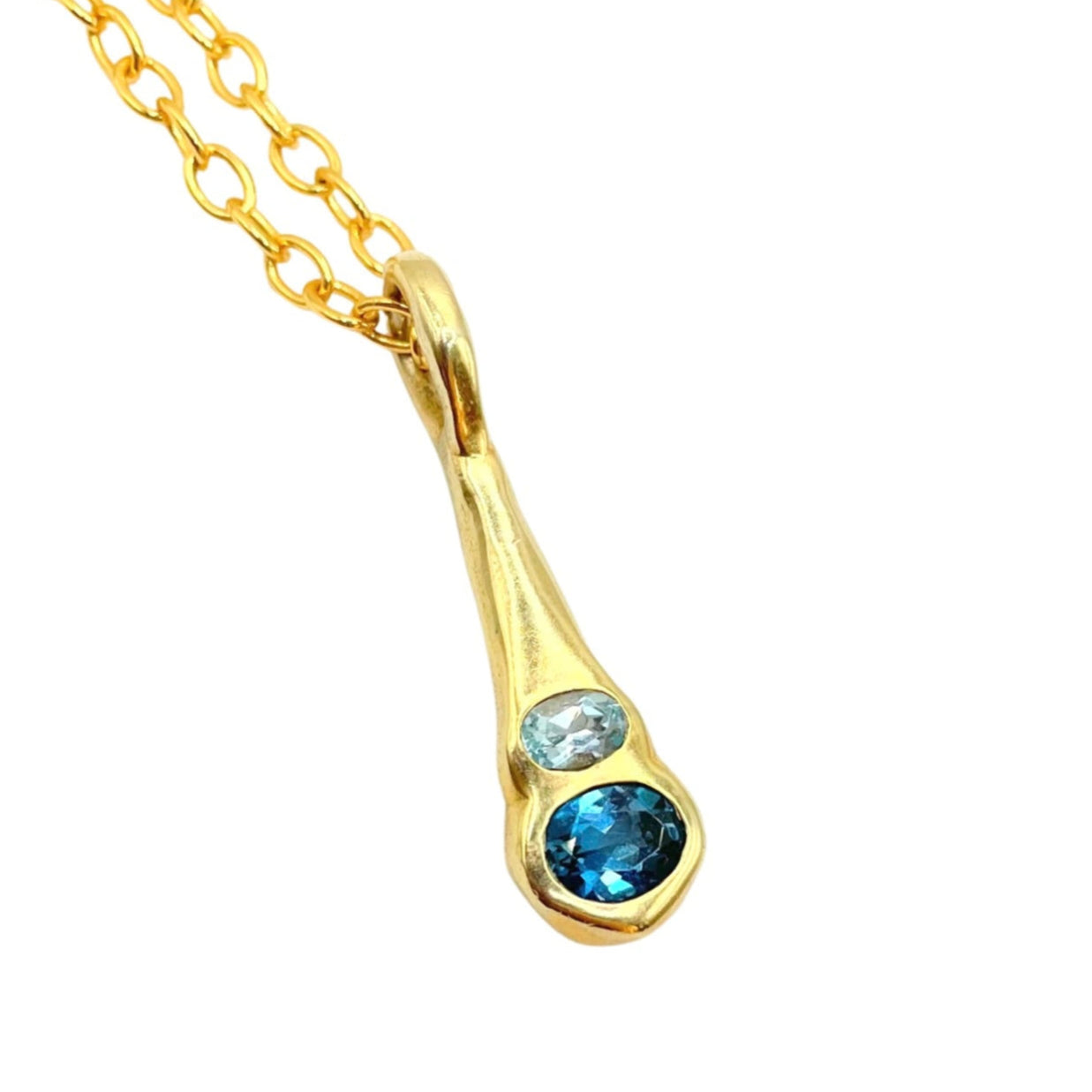 Blue Topaz Gold pendant by Amy Delson