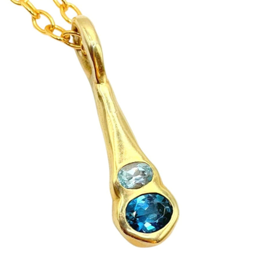 Blue Topaz Gold pendant by Amy Delson