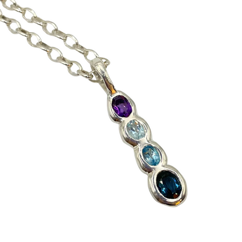 Amethyst Blue Topaz Silver Pendant necklace by Amy Delson