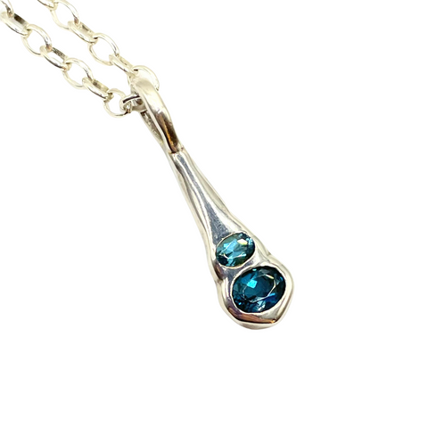 Blue Topaz Silver pendant necklace by Amy Delson