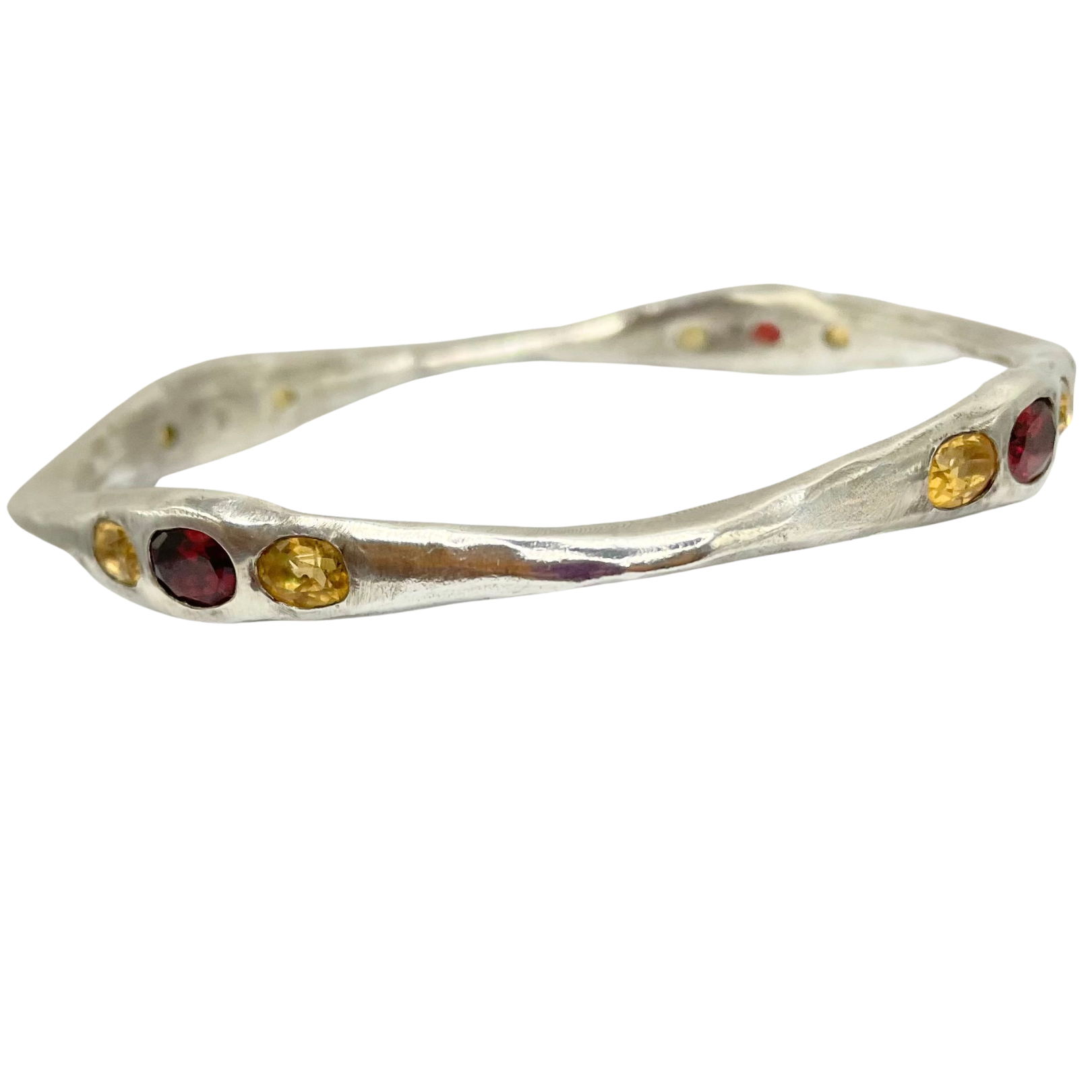 Garnet citrine silver bangle by Amy Delson