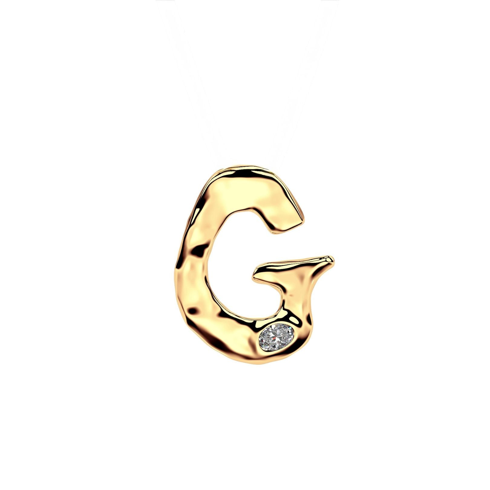 Letter G in 14k Gold with lab diamond by Amy Delson