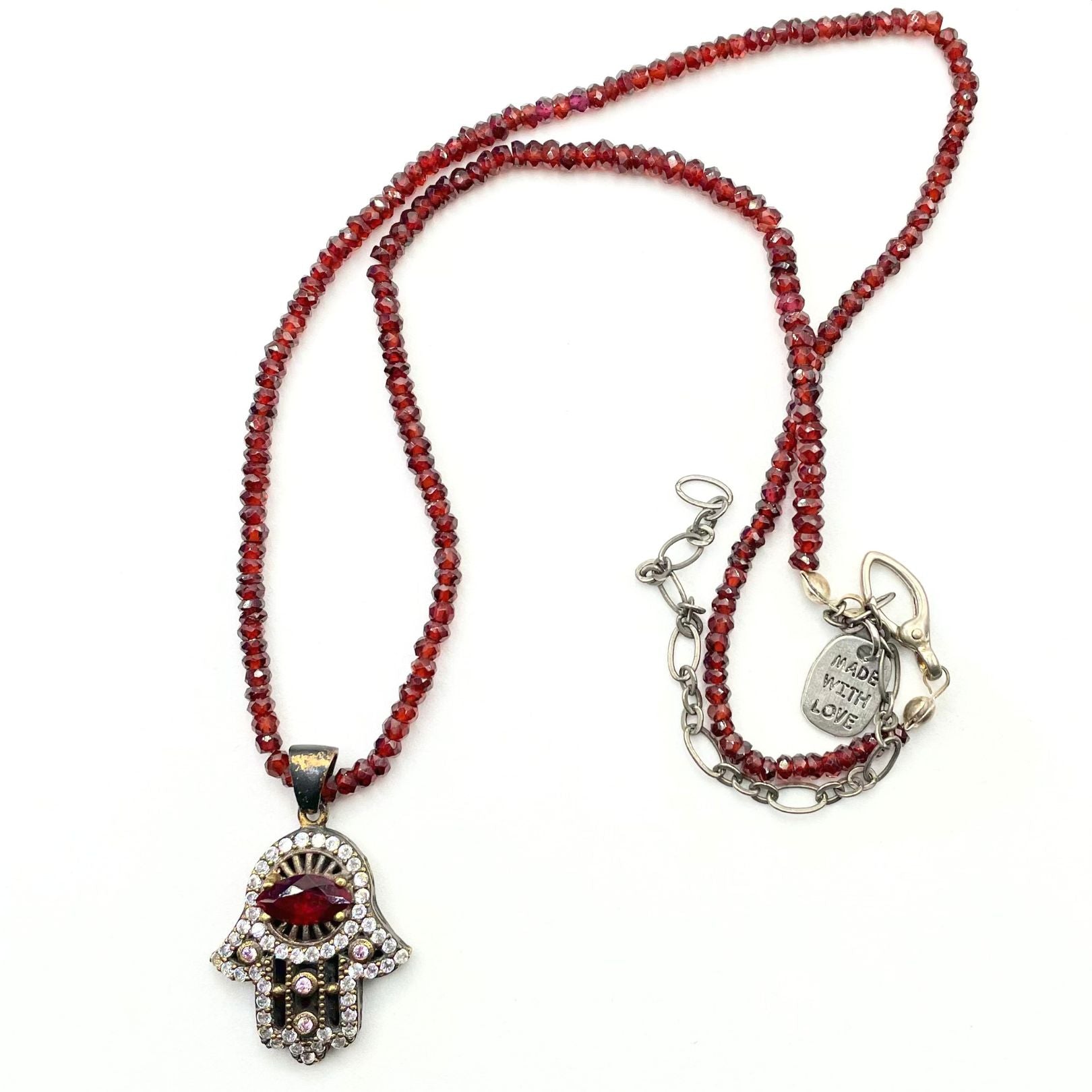Garnet hamsa necklace Amy Delson