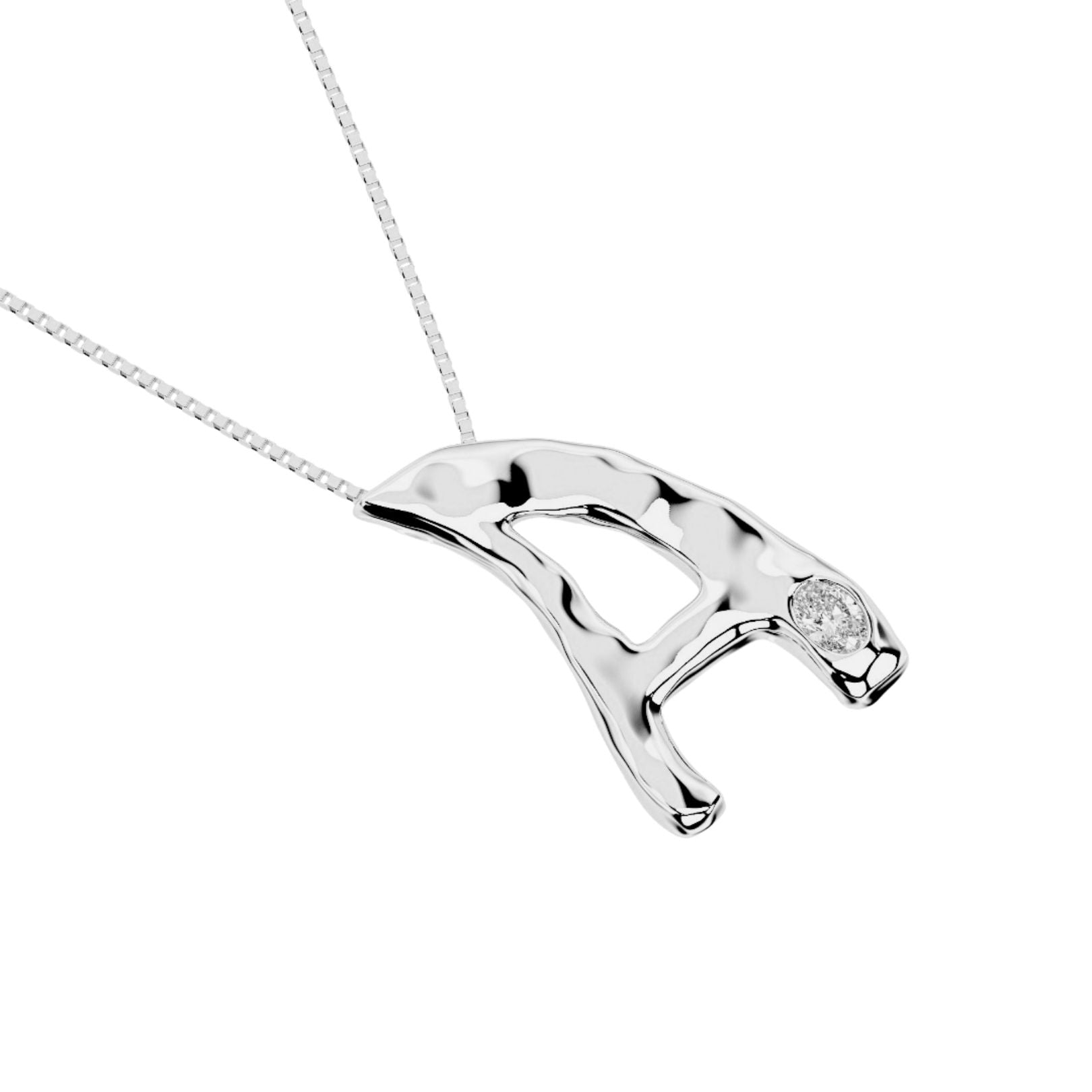 White gold with lab diamond letter A necklace by Amy Delson