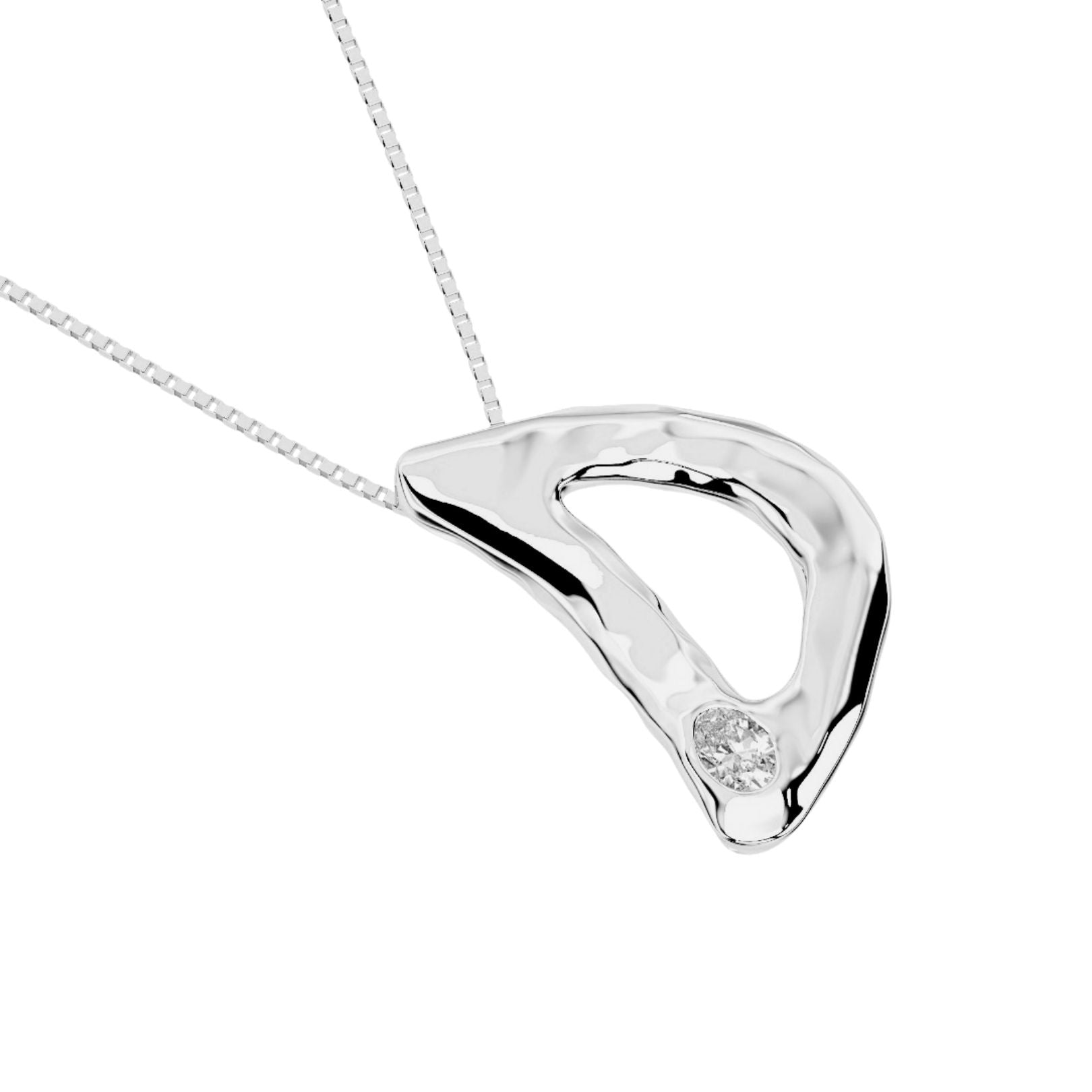 white gold letter D necklace with lab diamond by Amy Delson
