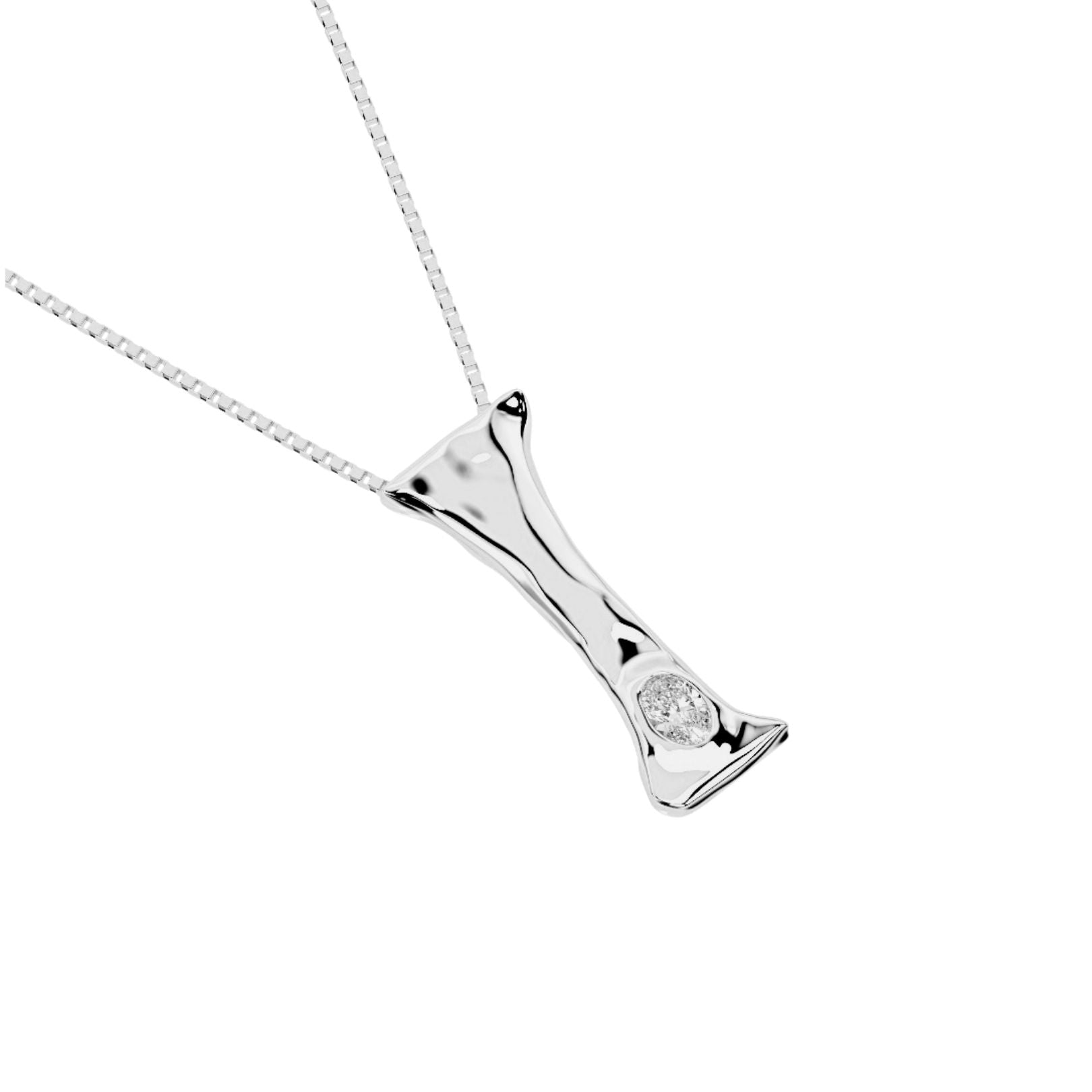 White gold with lab diamond letter I necklace by Amy Delson