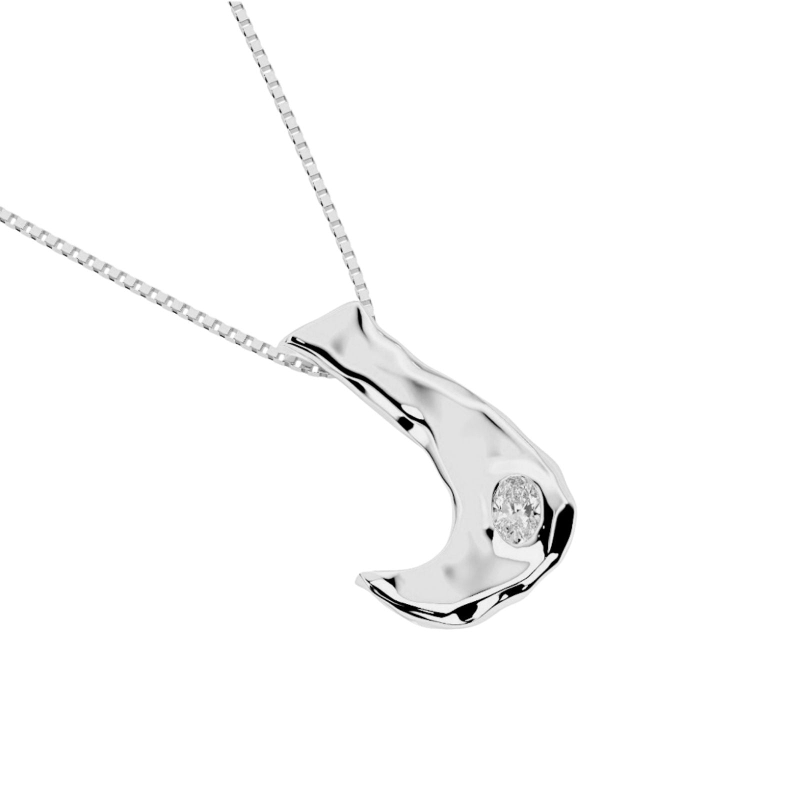 white gold with lab diamond letter J necklace by Amy Delson