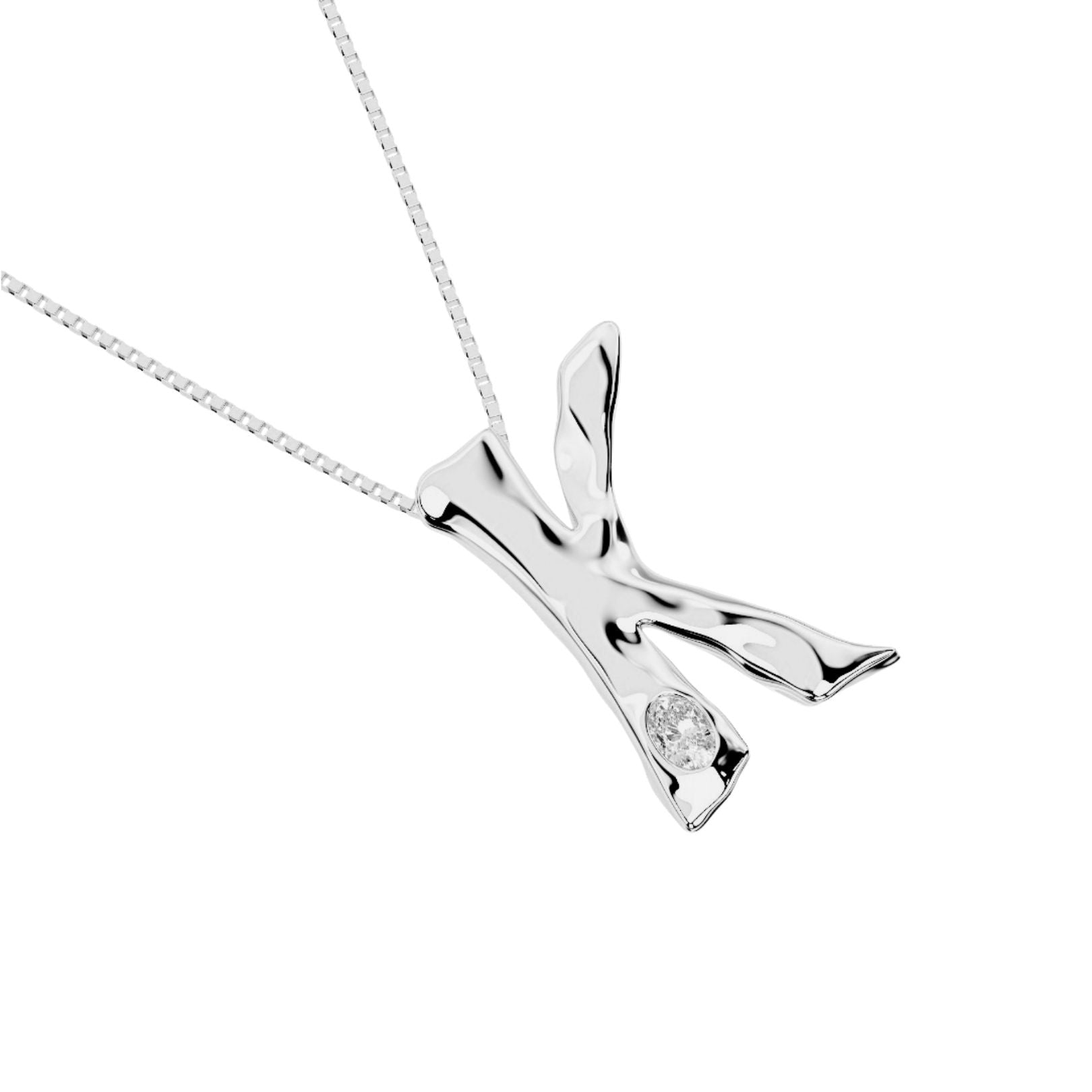Letter K white gold necklace with lab diamond by Amy Delson