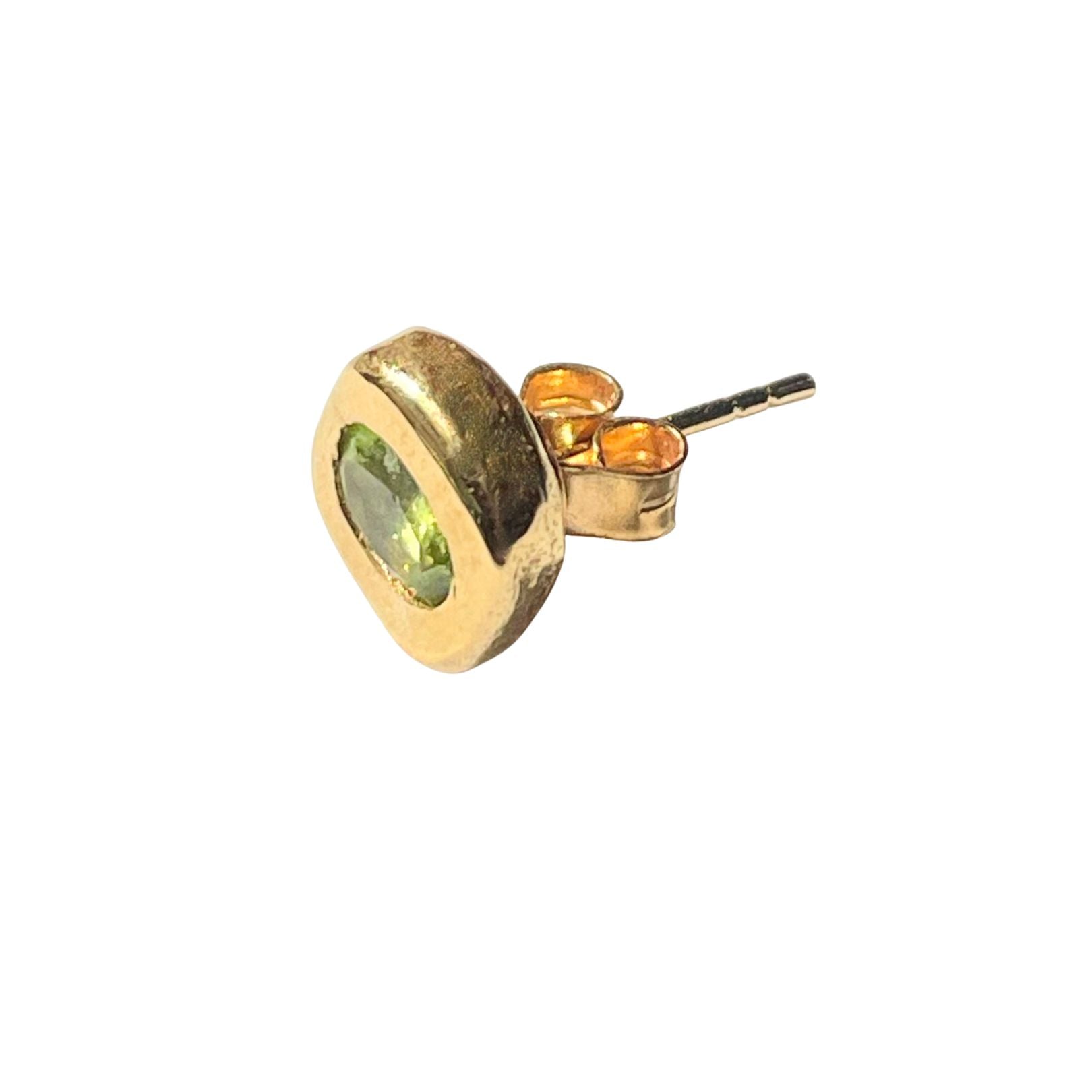 Stella - Green Peridot Stud Earrings in Gold