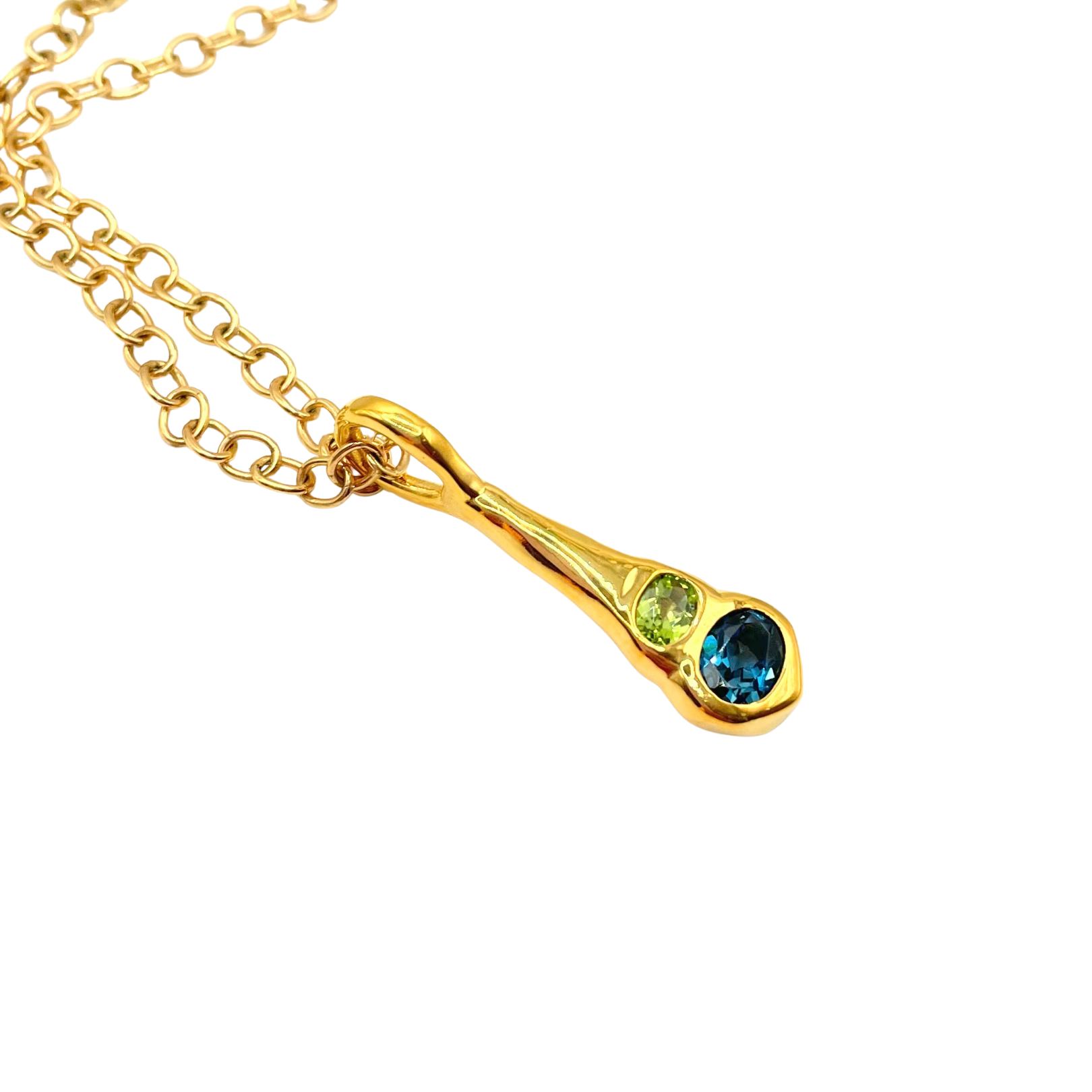 Green Peridot Blue Topaz olivia necklace by Amy Delson in gold
