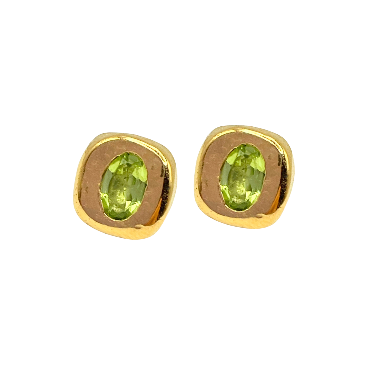 Stella - Green Peridot Stud Earrings in Gold
