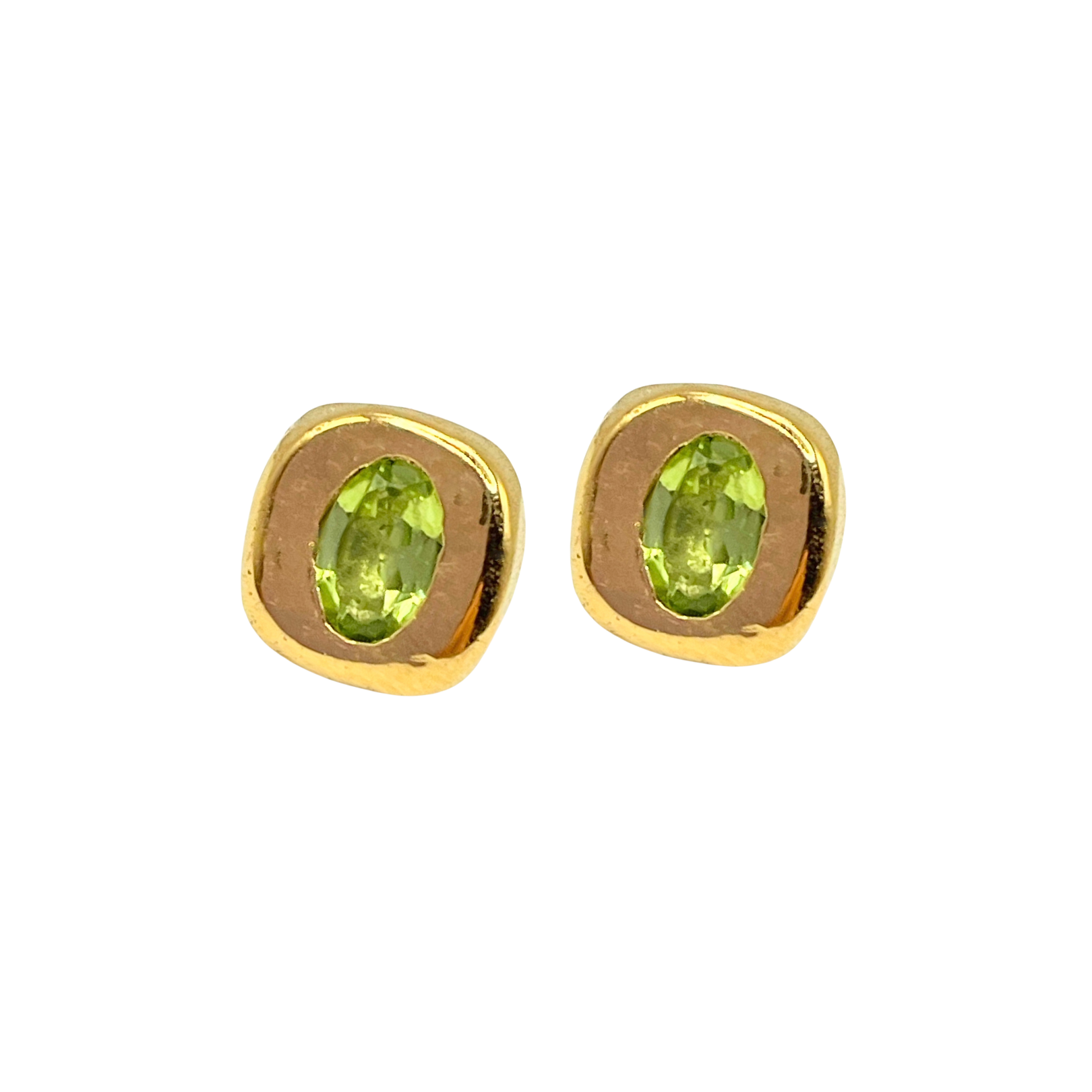 Stella - Green Peridot Stud Earrings in Gold