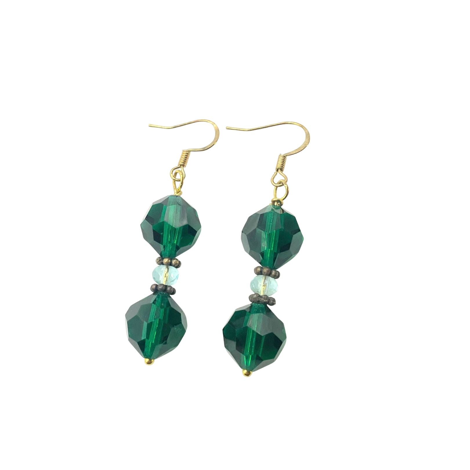 Gita - Green Faceted Crystal Earrings