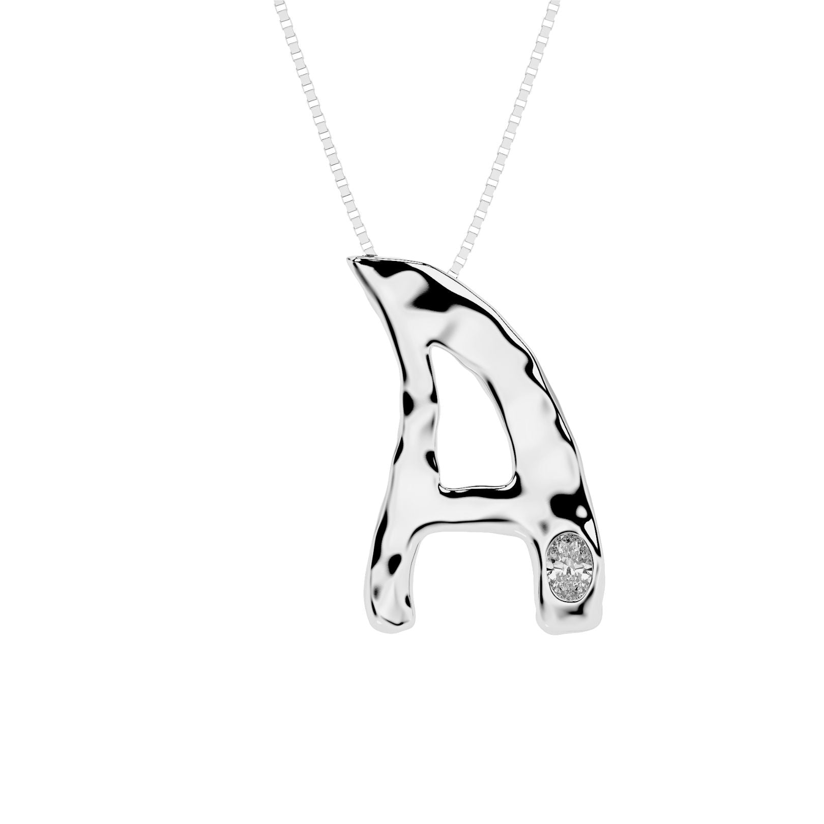 White gold with lab diamond letter A necklace by Amy Delson