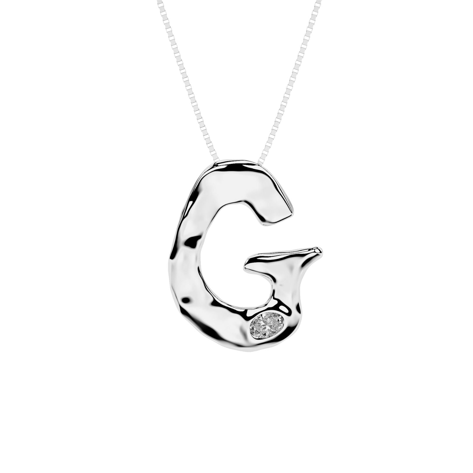 white gold with lab diamond letter G necklace by Amy Delson