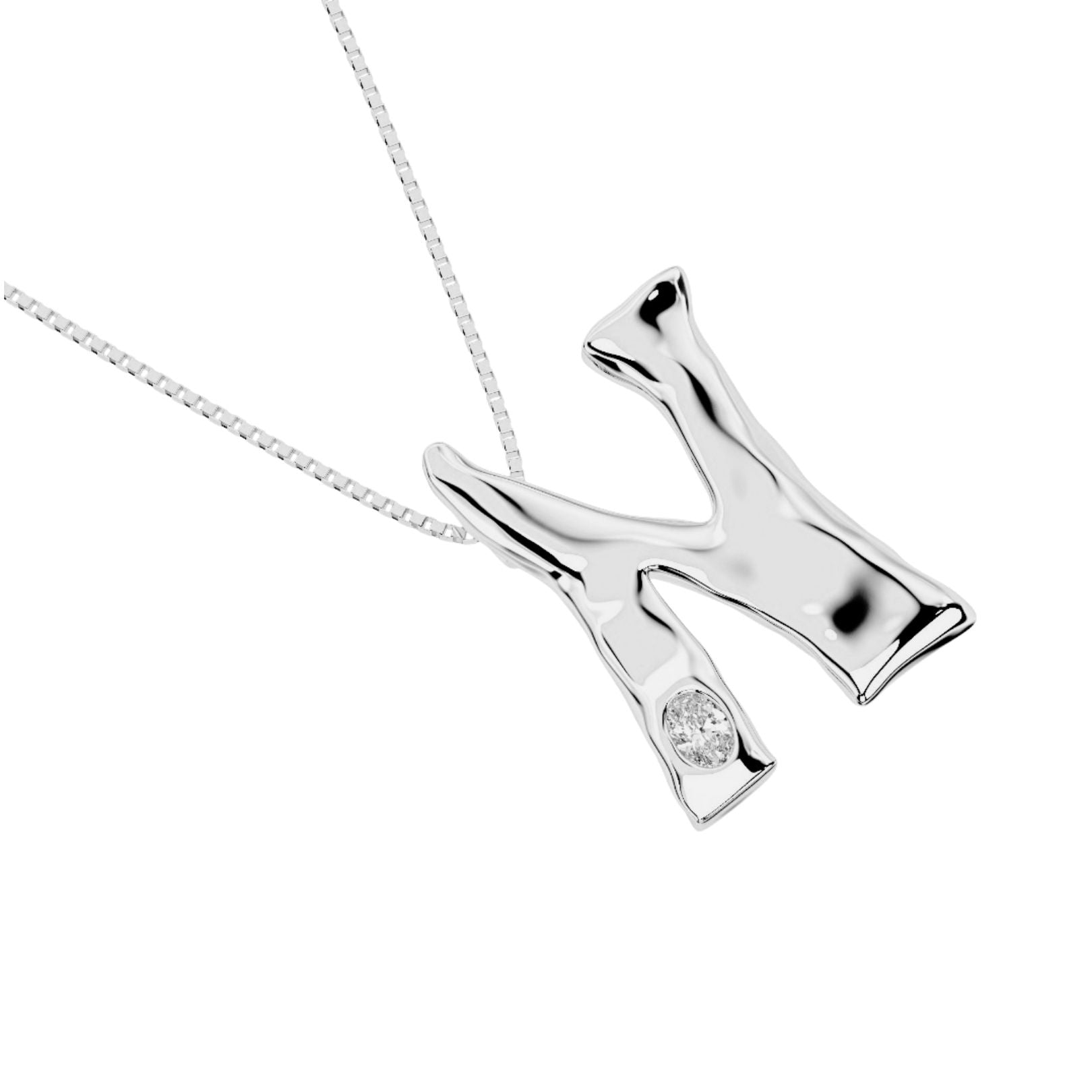 white gold with lab diamond letter N necklace by Amy Delson