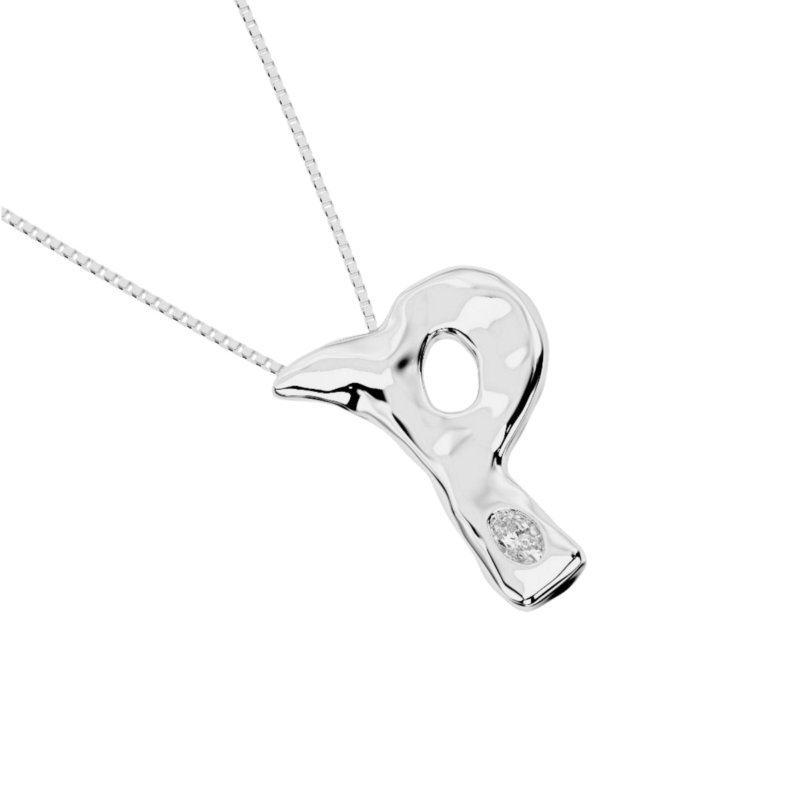 white gold with lab diamond letter P necklace by Amy Delson