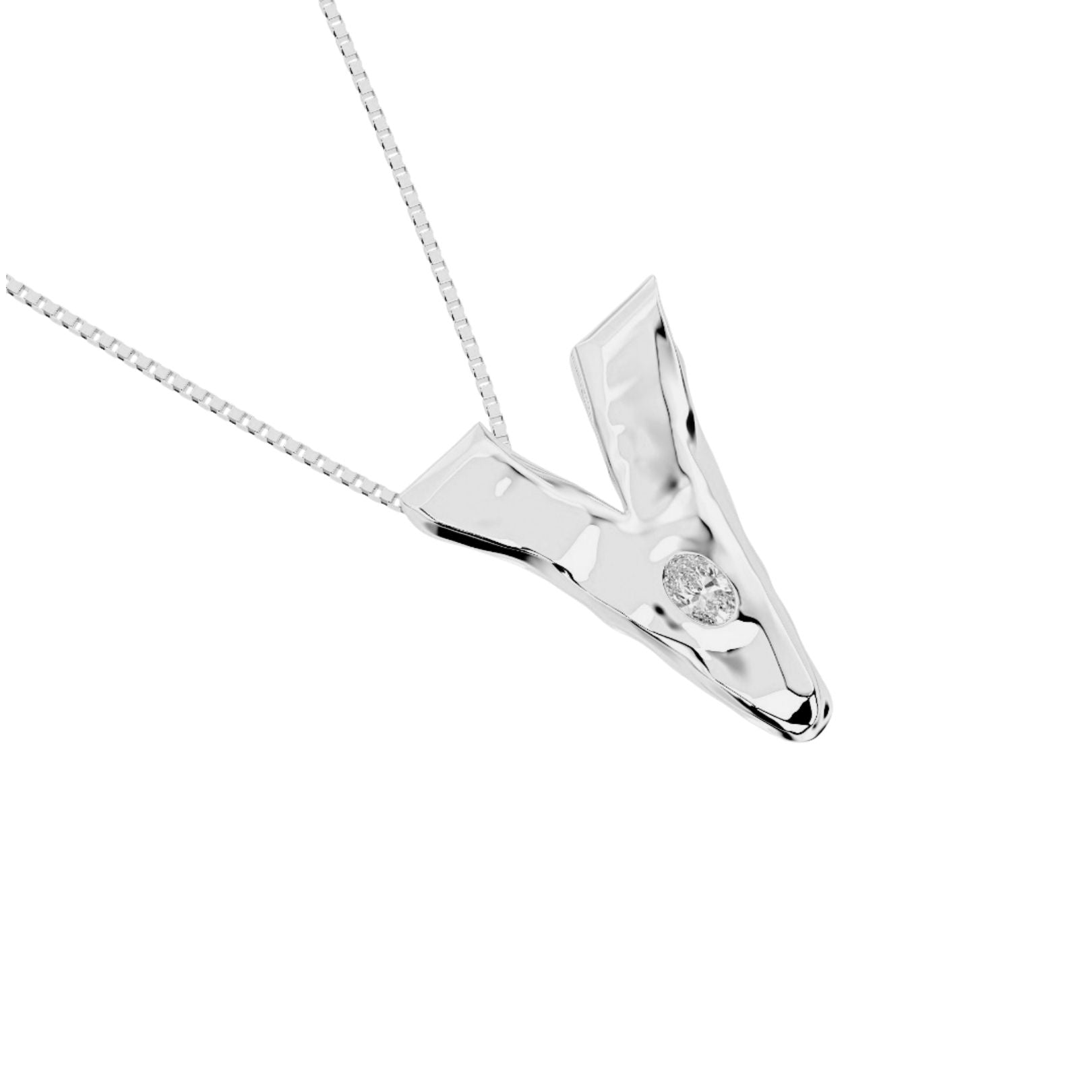 white gold with lab diamond V necklace by Amy Delson