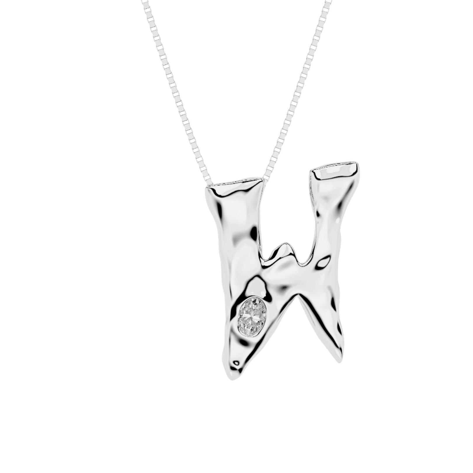 white gold with lab diamond letter W necklace by Amy Delson