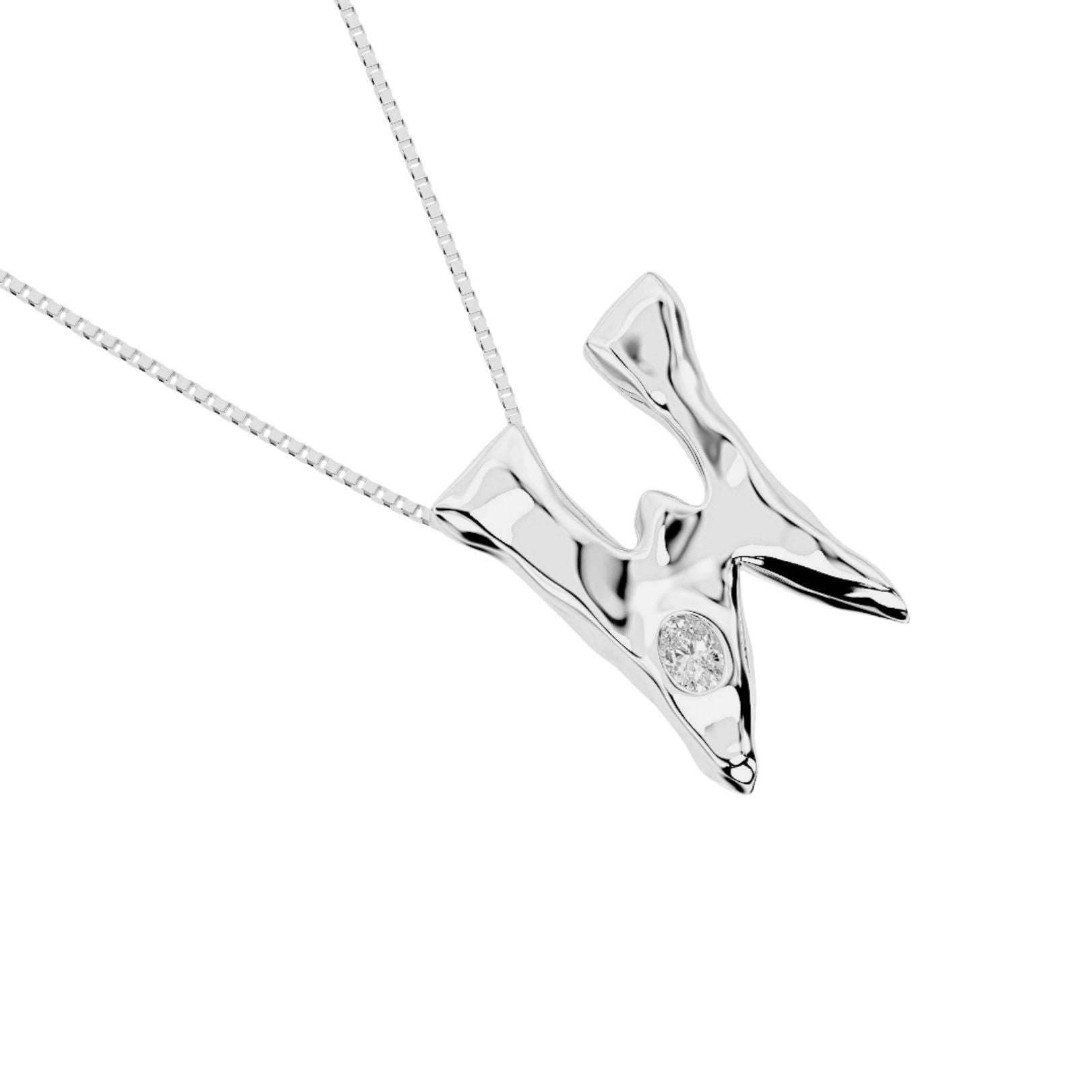 white gold with lab diamond letter W necklace by Amy Delson