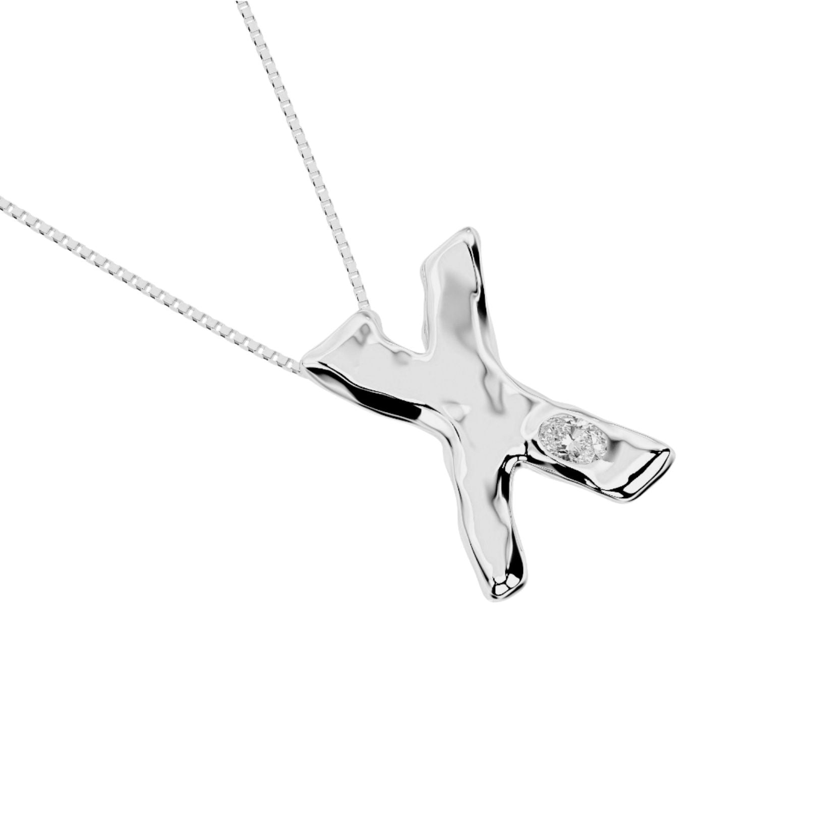 white gold with lab diamond letter X necklace by Amy Delson