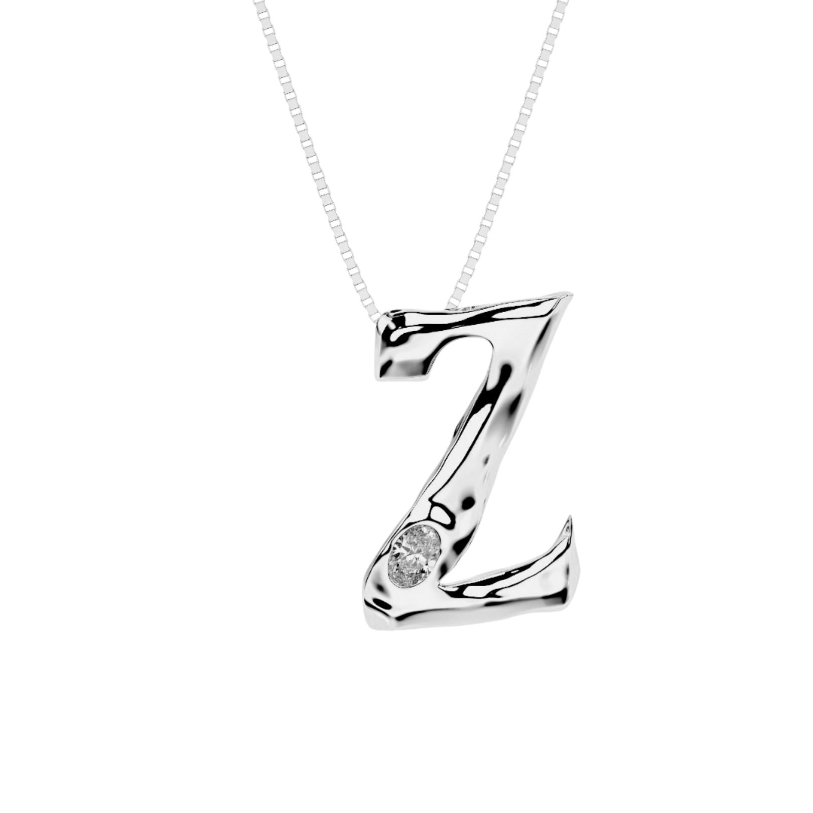 white gold with lab diamond letter Z necklace by Amy Delson