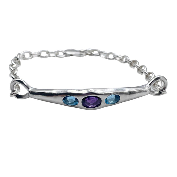 Blair - Adjustable Purple Amethyst, Swiss Blue Topaz Sterling Silver Bracelet