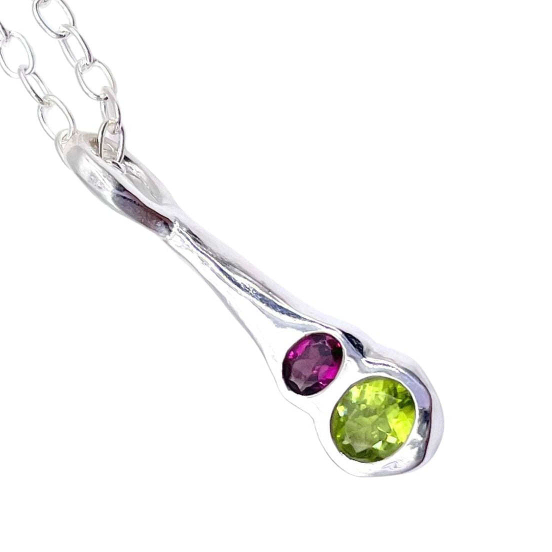 Amy Delson Peridot Garnet Silver Pendant