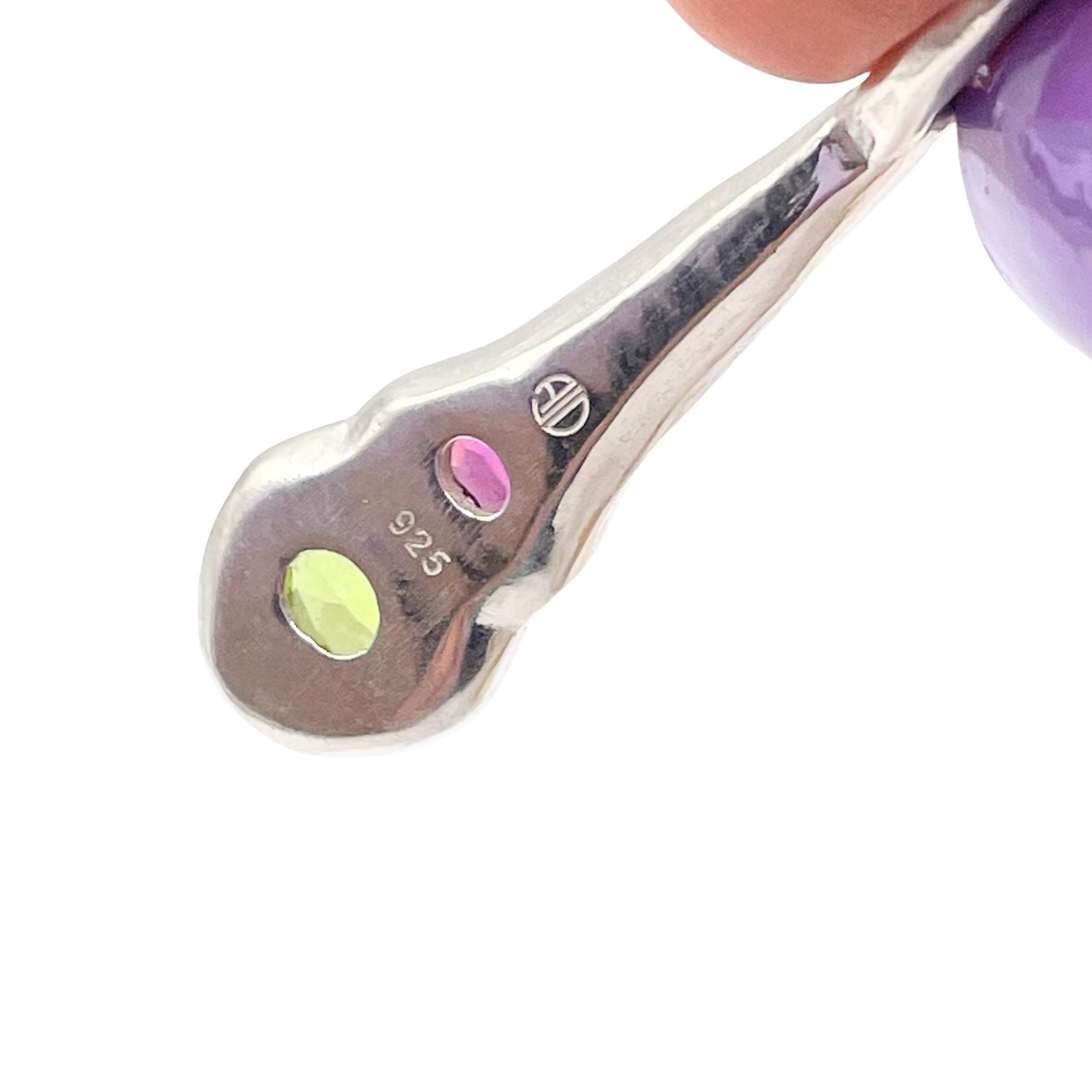 Back of Amy Delson Peridot Garnet Silver Pendant