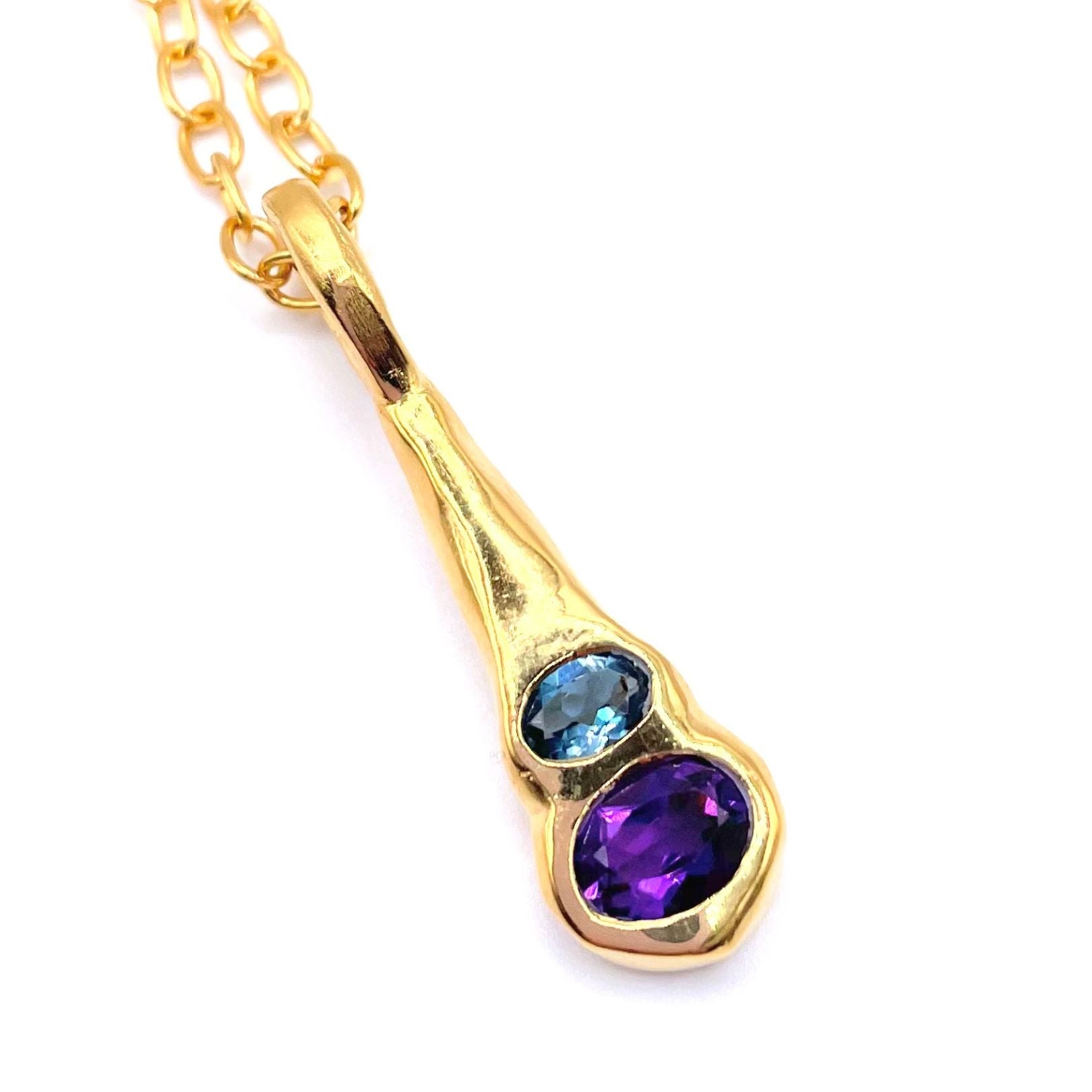 Amy Delson Blue Topaz Amethyst Necklace in Gold