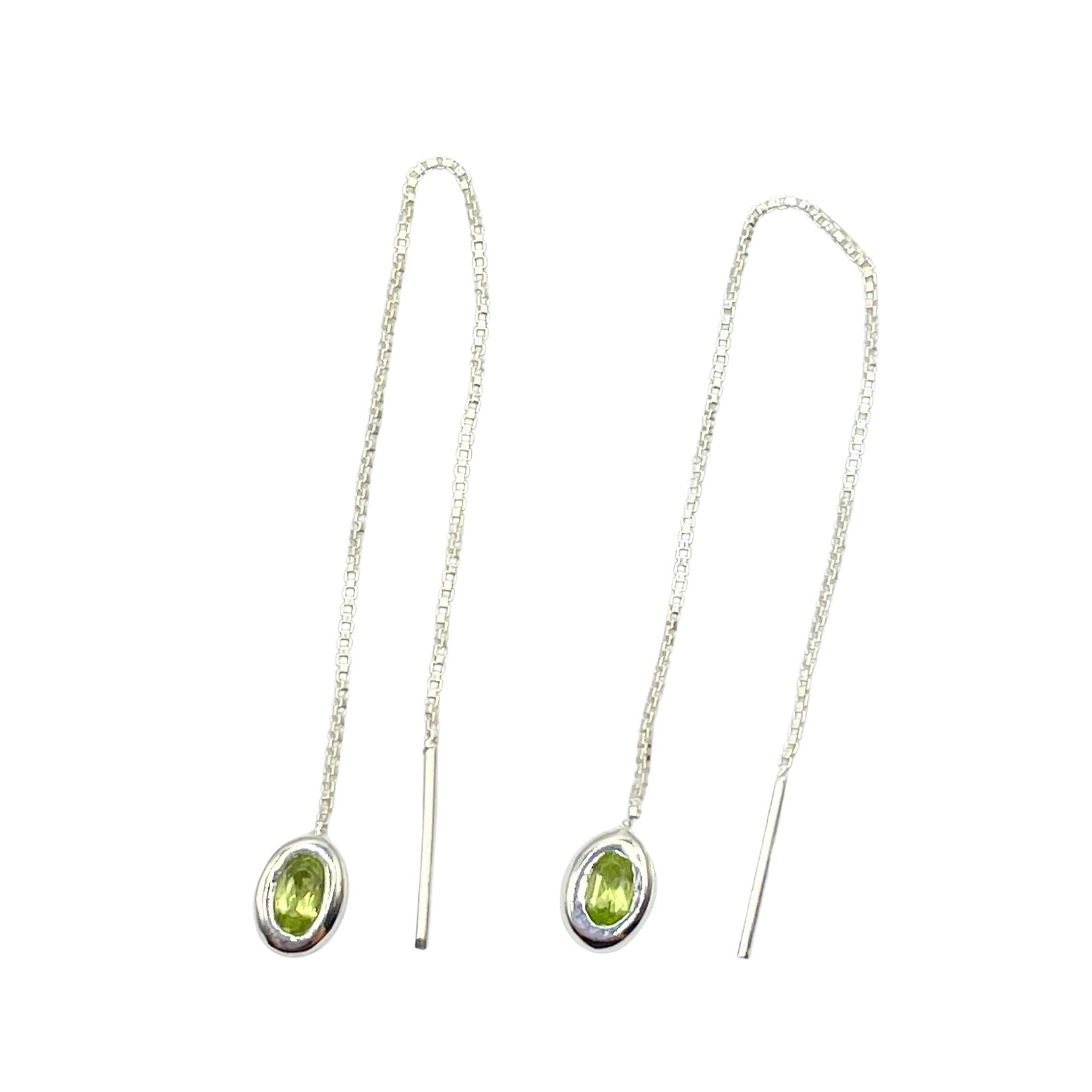 Amy Delson Green Peridot Sterling Silver Threader Earrings