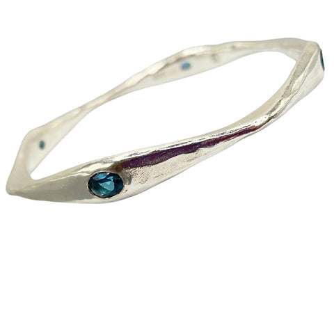 London blue topaz silver bangle bracelet