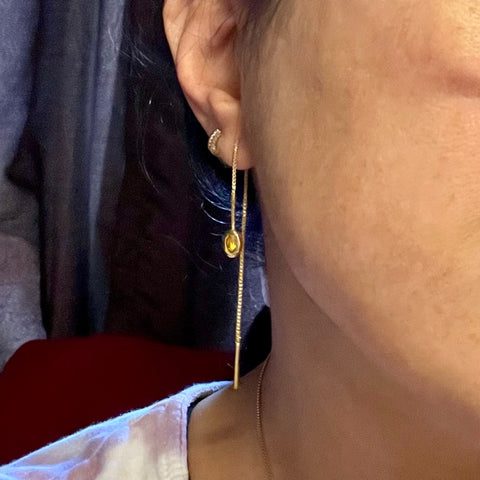 Thelma - Citrine Gold Threader Earrings