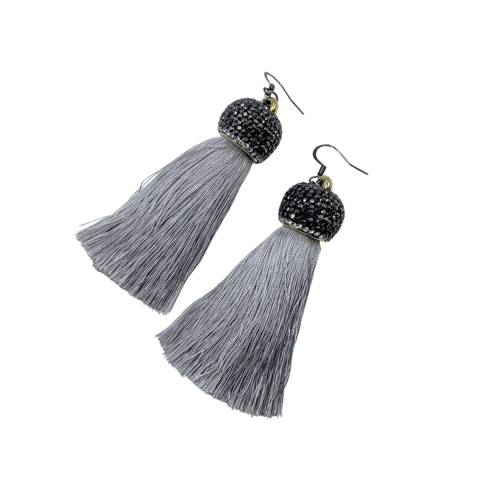 Silver Silky tassel earrings by Amy Delson