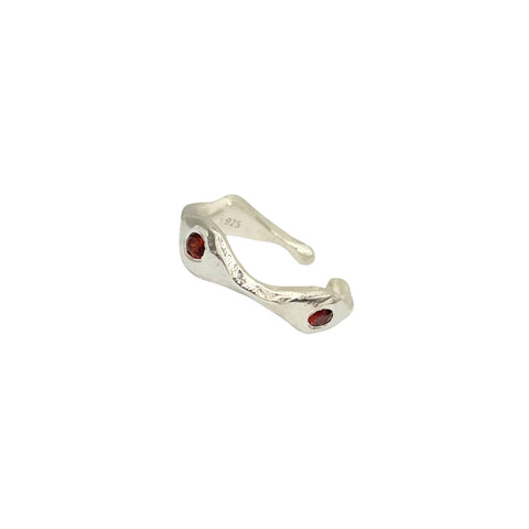 Red silver ear cuff by Amy Delson