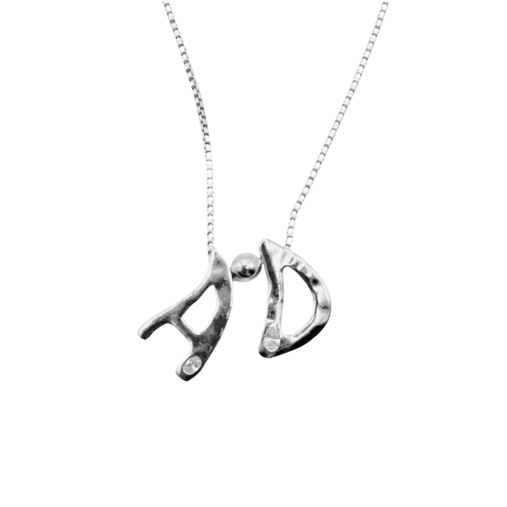 White Gold AD Initial Necklace by Amy Delson